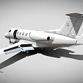 Small White Passenger Jet With Blue Accents And Open Cabin Door