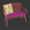Stylish Outdoor Chair With White Metal Frame Green Cushion And Colorful Patterned Pillow