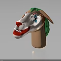 Decorative Clown Horse Mask With White Face Red Nose Green Mane And Blue Eyes