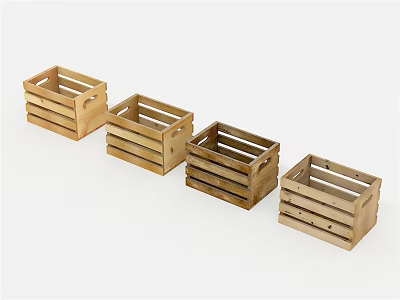 Four Rustic Wooden Crates For Home Storage And Decorative 3d model