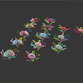 Cartoon Scene With Cute Colorful Flowers And Vibrant Floral Designs In Playful Style