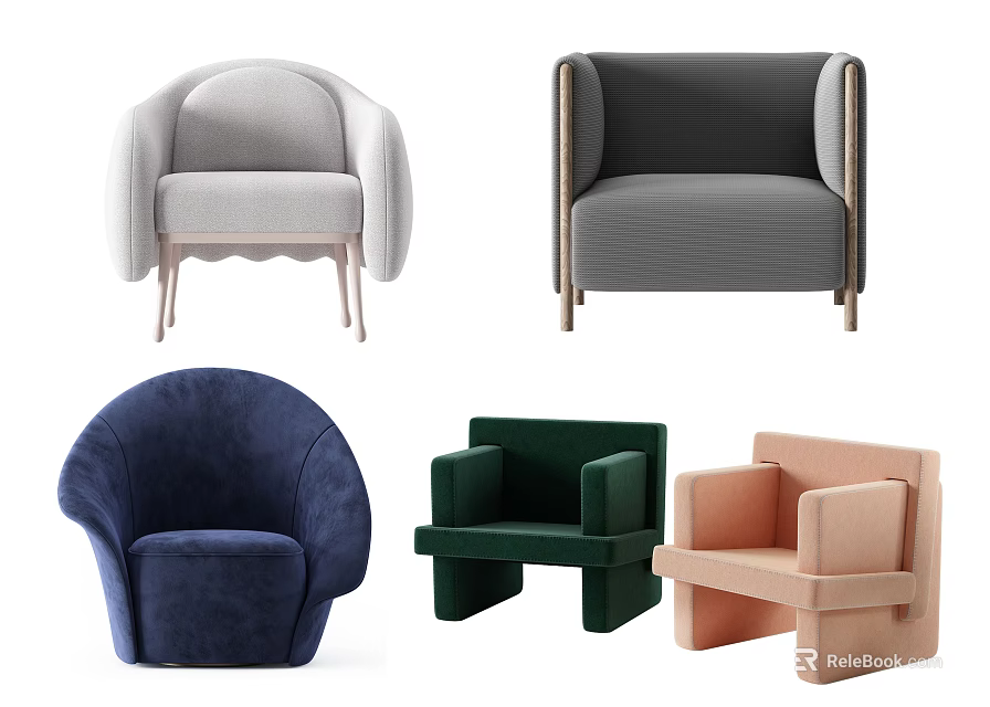 Stylish Single Sofas With Various Designs And Multiple Colors For Home Decor 3d model