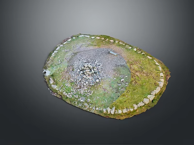 Circular Stone Border Structure With Grass And Gravel Natural Interior Design 3d model