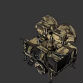 Military Style Camouflage Painted Industrial Equipment With Dual Circular Radar Antennas On Trailer Mounted Frame