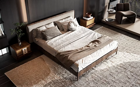Modern style commodity bed 3d model