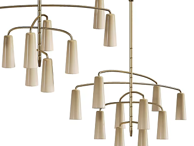 Modern Chandelier With Multiple White Shades And Elegant Metallic Frame Design 3d model