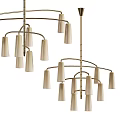 Modern Chandelier With Multiple White Shades And Elegant Metallic Frame Design