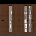 Modern Wooden Cabinet With Glass Doors Displaying Books And Decorative Vases