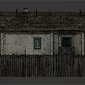 Rural Self Built Traditional House with Weathered Tile Roof Green Windows Wooden Fence Small Stairs