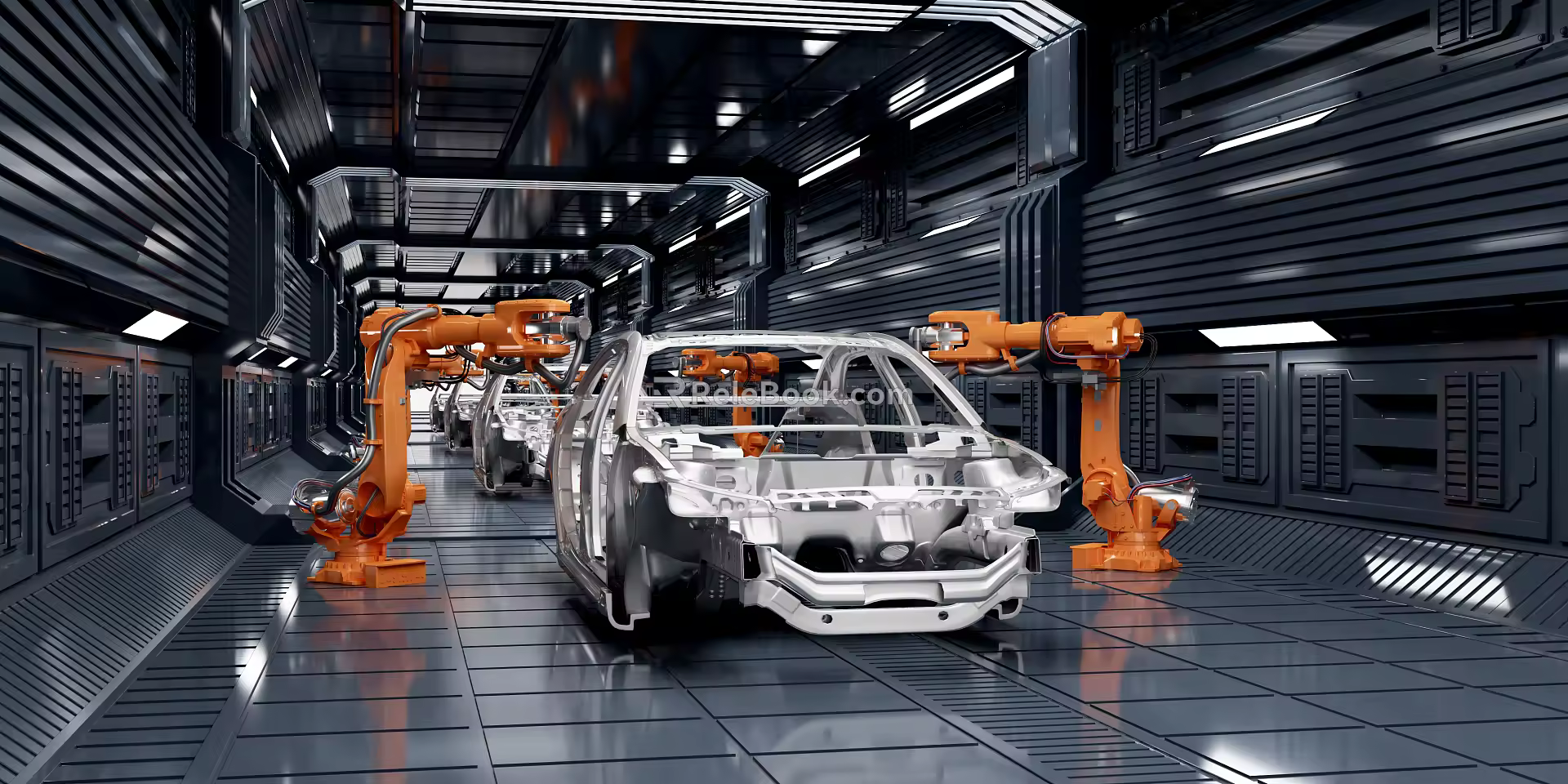 Modern workshop assembly line 3d model