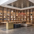 Artistic Library Space With Wooden Shelves Decorative Tree And Modern Furniture