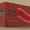 Red Background With Golden Fu Character For Wedding Banquet Decorative Setup With Flowers And Frame