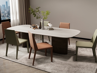 Modern Simple Dining Table and Chair Combination Jewelry Ornaments 3d model