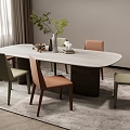 Modern Simple Dining Table and Chair Combination Jewelry Ornaments 3d model