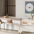 Modern Bar Chair Combination Island Table Combination 3d model