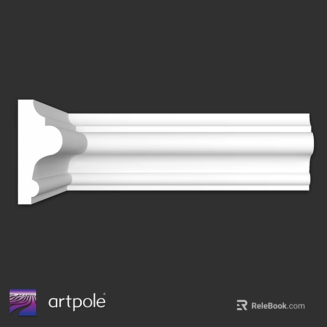 Elegant White Decorative Molding With Intricate Curves And Smooth Architectural Design 3d model 