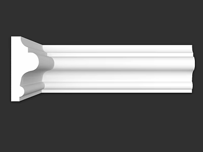 Elegant White Decorative Molding With Intricate Curves And Smooth Architectural Design 3d model
