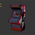 Red Arcade Machine With Classic Screen Control Panel And Anime Character Artwork