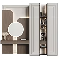 Modern Light Luxury Chest Of Drawers With Round LED Mirror And Multi Functional Storage Shelves