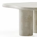 Modern White Stone Coffee Table With Irregular Top And Cylindrical Legs Design