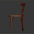 Vintage Wooden Single Chair With Red Brown Slatted Back Classic Design