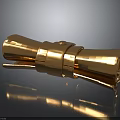 Golden Scroll Shaped Weapon With Metallic Rings And Shiny Decorative Ancient Surface 3d model