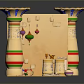Colorful Miniature Toy Shop Display With Pillars Shelves And Various Items