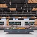 Supermarket Meat Products Area With Fresh Display Counters Clear Signage And Organized Setup