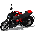 Modern Black And Red Motorcycle With Sleek Design And Leather Seat