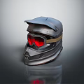 Modern Tactical Helmet With Red Goggles And Metallic Protective Shell Design 3d model