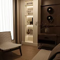 Stylish Wooden Bedside Table With Drawer Decorative Vase And Shelf Lighting Near Chair