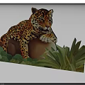 Majestic Jaguar Resting On Rock Surrounded By Green Foliage And Plants