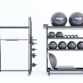 Home Gym Sports Equipment Including Squat Rack Barbell Weight Plates Exercise Balls And Medicine Balls