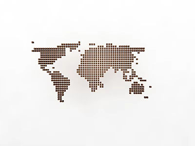 Abstract World Map Design Composed Of Square Tiles On White Background 3d model