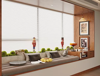Antique Style Bay Window Bay Window Cushion Bay Window Cabinet Cushion Shutters Hanging Picture 3d model