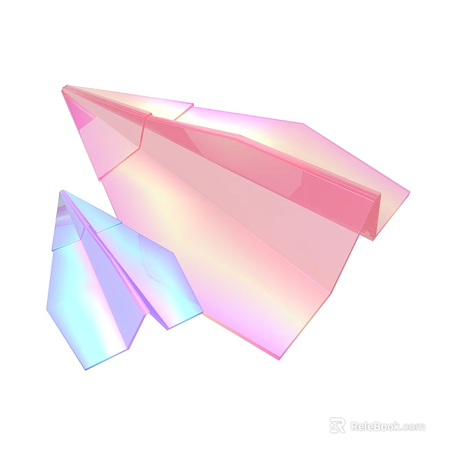 Colorful Gradient Paper Airplanes In Pink And Blue On White Background 3d model 