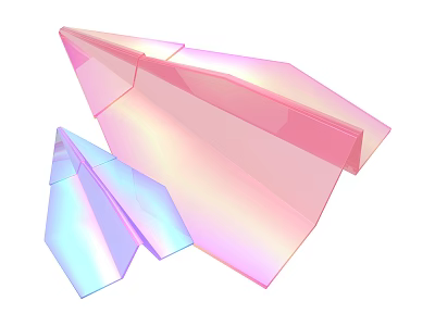 Colorful Gradient Paper Airplanes In Pink And Blue On White Background 3d model
