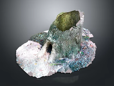 Natural Wood And Stone Art Sculpture With Colorful Surface Textures And Hollow Details 3d model