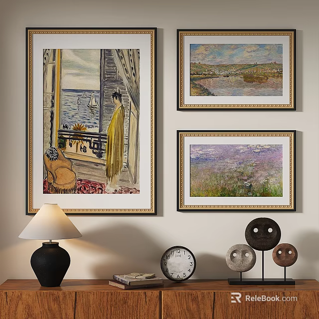 Framed Oil Paintings Hanging On Wall For Living Room Art Decor 3d model 