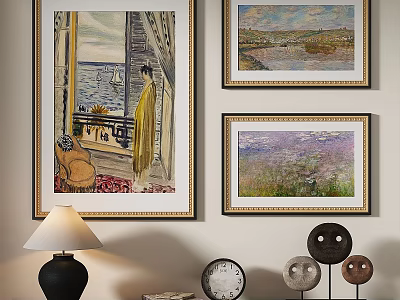 Framed Oil Paintings Hanging On Wall For Living Room Art Decor 3d model