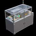 Industrial Automated Equipment With Transparent Enclosure Control Panel Mechanical Components And Indicator Lights