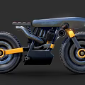 Futuristic Motorcycle Design With Black Frame Yellow Accents And Large Tires