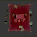 Cartoon Scene Featuring Red Throne With Flying Papers And Candle Holders On Red Carpet