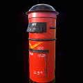 Red Public Mailbox With Metal Structure Mail Slot And Outdoor Facility Design
