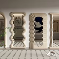 Decorative Mirrors With Various Shapes In Modern Interior With Plant Decor