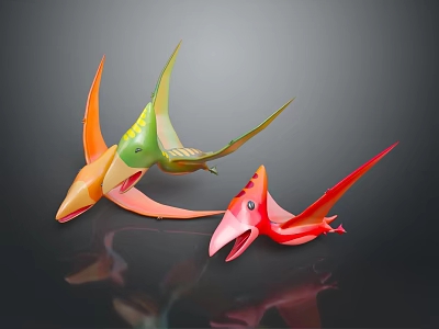 Colorful Pterosaur Dinosaur Models In Multiple Colors With Vibrant Design And Decorative Style 3d model