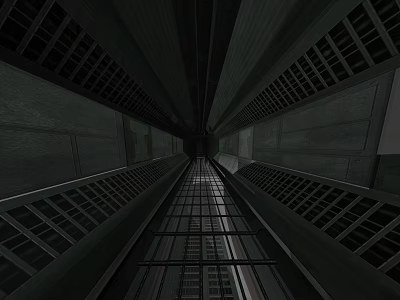 Sci-fi corridor space station low poly spaceship horror game style 3d model