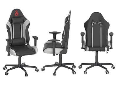 Ergonomic Office Chair Black Gray with Red Logo Adjustable Backrest and Armrests 3d model