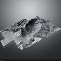 3D Mountainous Terrain Model With Digital Elevation And Textured Surface Features
