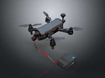 Advanced Quadrotor Drone for Space Exploration Missions with Rechargeable Battery and Aerial Support 3d model